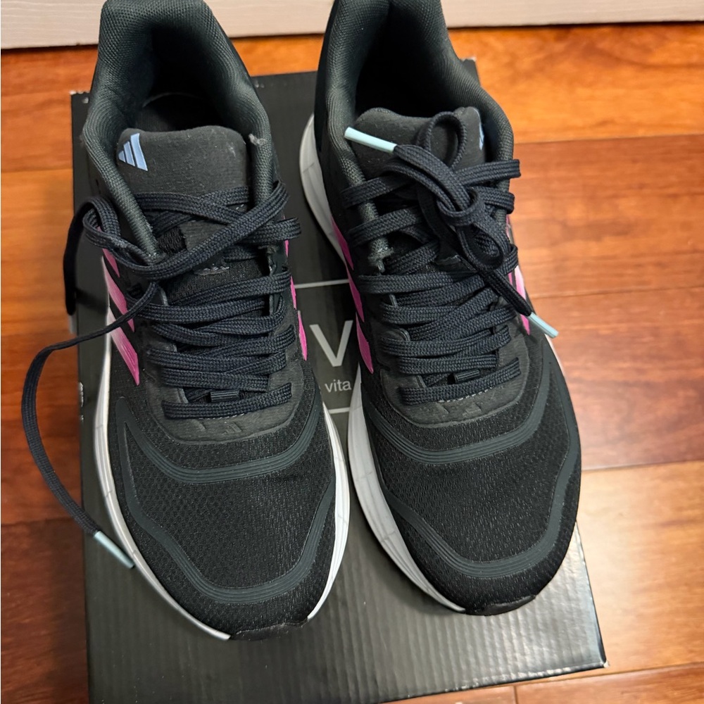 adidas Black and Pink Women's Athletic Sneakers